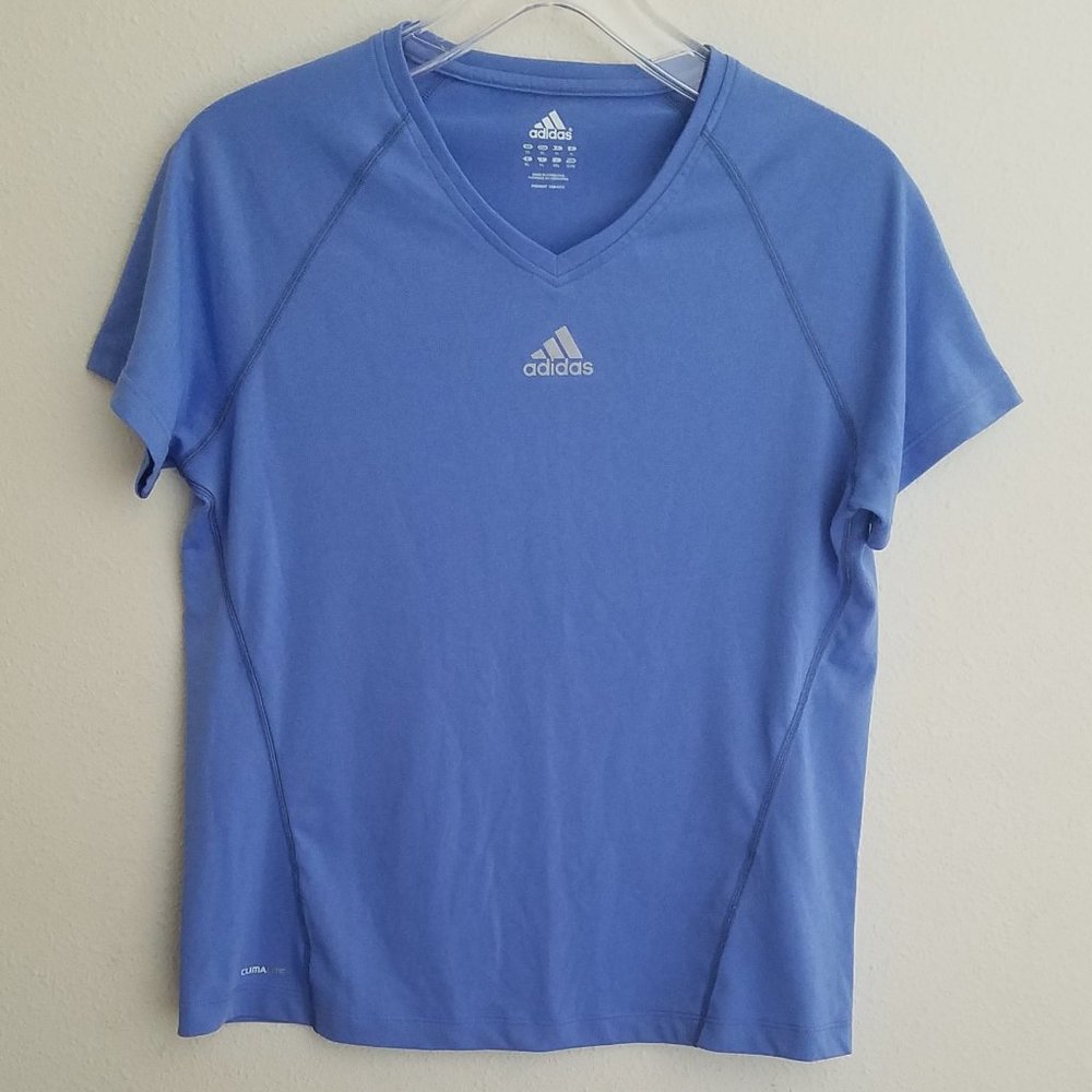 Adidas Climalite-Blue-ish Women's Shirt Tee Size XL V-Neck Short-Sleeves